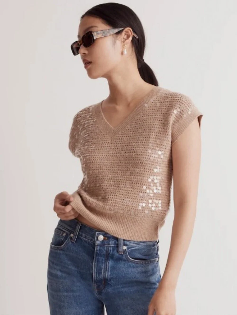 Madewell Sequin-Embellished Sweater Vest